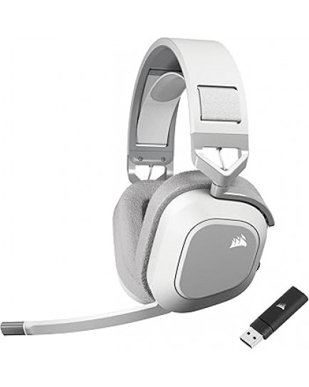 CORSAIR HS80 MAX WIRELESS Multiplatform Gaming Headset with Bluetooth – Dolby Atmos – Omni-Directional Microphone – iCUE Compatible – PC, Mac, PS5, PS4, Nintendo Switch, Mobile – White | CA-9011296-EU