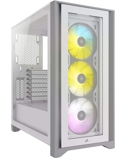 Corsair icue 4000x rgb tempered glass mid-tower atx case, white | CC-9011205-WW