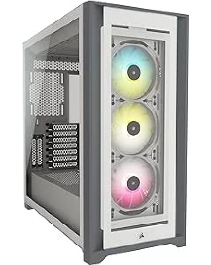 Corsair Icue 5000X Cc-9011213-Ww Rgb Tempered Glass Mid-Tower Atx Pc Smart Case — White | ‎CC-9011213-WW