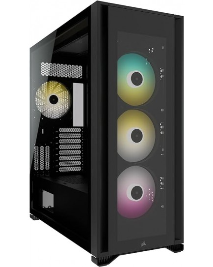 Corsair Icue 7000X RGB Full-Tower Atx Pc Case (Three Tempered Glass Panels, Four Included 140mm RGB Fans, Easy Cable Management, Smart RGB And Fan Speed Control, Spacious Interior) Black, One size | CC-9011226-WW