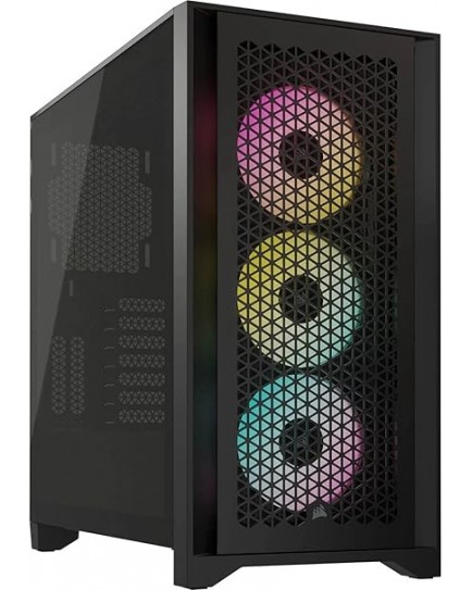 Corsair iCUE 4000D RGB Airflow Mid-Tower Case - 3X AF120 RGB Elite Fans - iCUE Lighting Node PRO Controller - High-Airflow Design - CORSAIR RapidRoute Cable Management System - Black | CC-9011240-WW