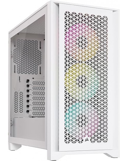 Corsair iCUE 4000D RGB AIRFLOW Mid-Tower Case - 3x AF120 RGB ELITE Fans - iCUE Lighting Node PRO Controller - High-Airflow Design - CORSAIR RapidRoute Cable Management System - True White | CC-9011241-WW