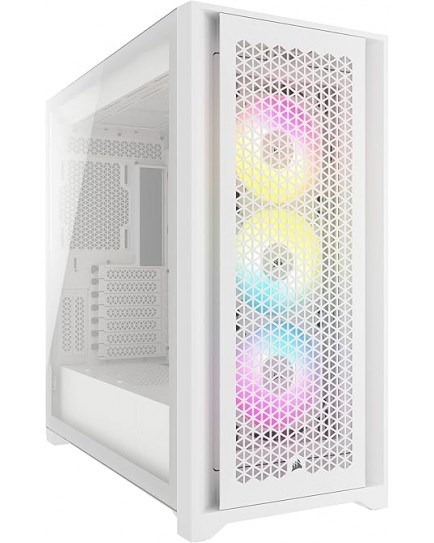 Corsair iCUE 5000D RGB Airflow Mid-Tower Case - 3X AF120 RGB Elite Fans - iCUE Lighting Node PRO Controller - High-Airflow Design - CORSAIR RapidRoute Cable Management System - True White | CC-9011243-WW