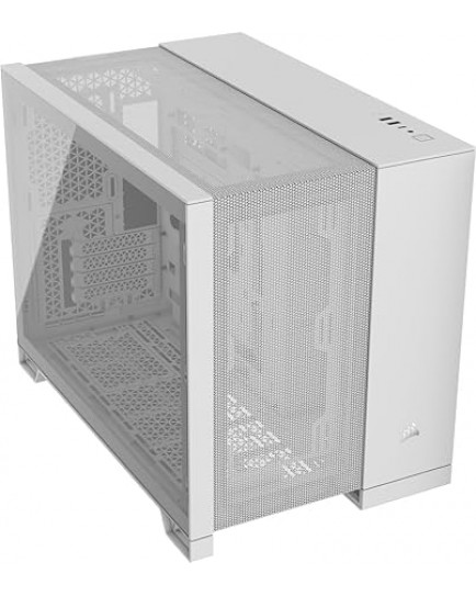 CORSAIR 2500D AIRFLOW Small-Tower mATX Dual Chamber PC Case – Tempered Glass – Reverse Connection Motherboard Compatible – No Fans Included – White|CC-9011264-WW