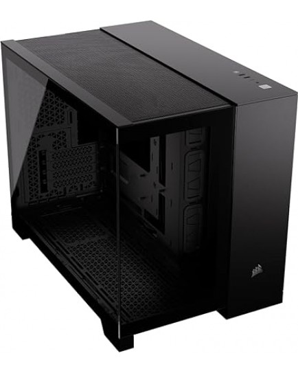 CORSAIR 2500X Tempered Glass Mid-Tower mATX PC Case – No Fans Included – Dual-Chamber Design – Wide Cooling Flexibility – Reverse Connection Motherboard Compatible – Black | CC-9011265-WW