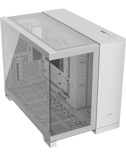 CORSAIR 2500X Small-Tower mATX Dual Chamber PC Case – Panoramic Tempered Glass – Reverse Connection Motherboard Compatible – No Fans Included – White | CC-9011266-WW