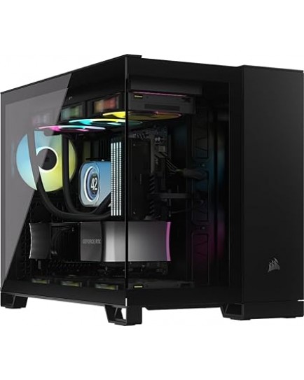 CORSAIR iCUE LINK 2500X RGB Small-Tower mATX Dual Chamber PC Case – Panoramic Tempered Glass – Reverse Connection Motherboard Compatible – 2x CORSAIR RX120 RGB Fans Included – Black| CC-9011267-WW