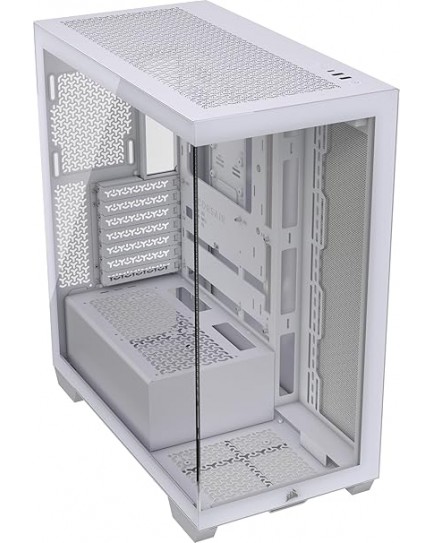 CORSAIR 3500X Mid-Tower ATX PC Case – Panoramic Tempered Glass – Reverse Connection Motherboard Compatible – No Fans Included – White | CC-9011277-WW