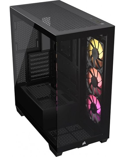 CORSAIR 3500X ARGB Mid-Tower ATX PC Case – Panoramic Tempered Glass – Reverse Connection Motherboard Compatible – 3X CORSAIR RS120 ARGB Fans Included – Black | CC-9011278-WW