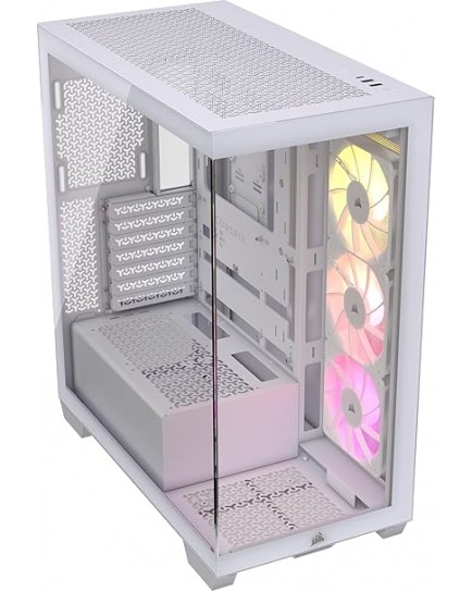 CORSAIR 3500X ARGB Mid-Tower ATX PC Case – Panoramic Tempered Glass – Reverse Connection Motherboard Compatible – 3X CORSAIR RS120 ARGB Fans Included – White | CC-9011279-WW