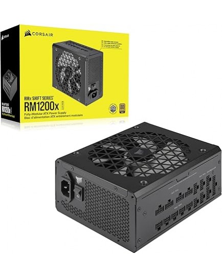 ﻿Corsair RM1200x Shift Fully Modular ATX Power Supply - Modular Side Interface - ATX 3.0 & PCIe 5.0 Compliant - Zero RPM Fan Mode - 105°C-Rated Capacitors - 80 Plus Gold Efficiency - Black | CP-9020254-UK