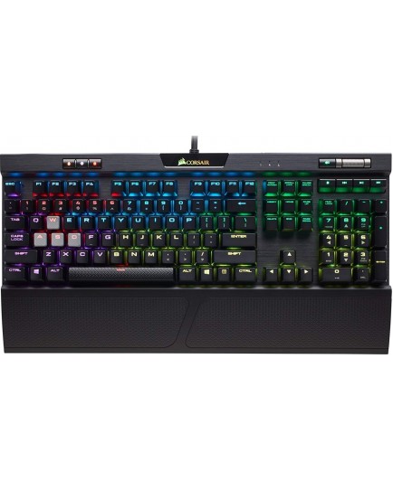 Corsair K70 RGB MK.2 Full-Sized Mechanical Gaming Keyboard, CHERRY MX Red Switches, USB-A Wired Connectivity, Full Key (NKRO) with 100% Anti-Ghosting Keys, Black | CH-9109010-NA