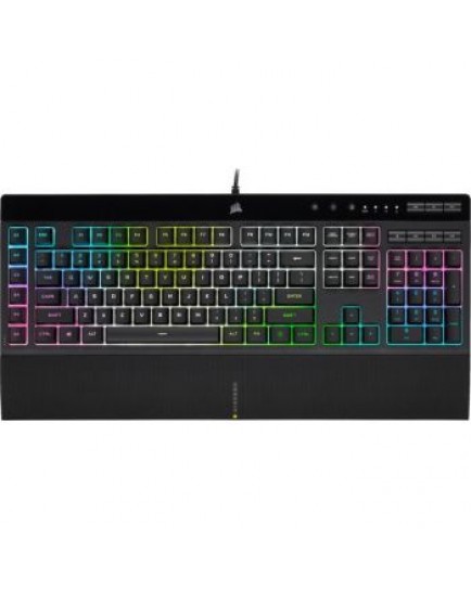 Corsair K55 RGB PRO XT RGB USB 3.0 Type-A Gaming Keyboard, Rubber Dome Switches, 16.8 Million Colors, Wrist Rest Included, IP42 Rate Protection, Wired Connectivity | CH-9226715-NA