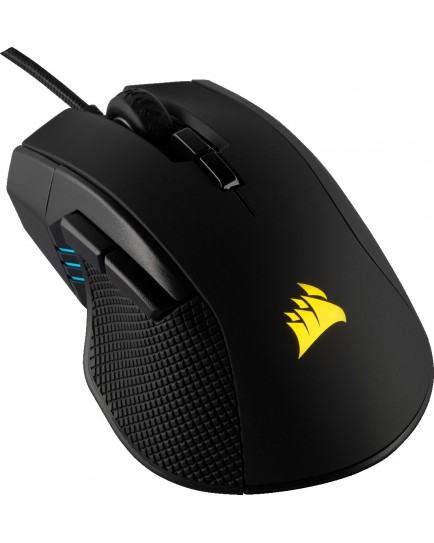 Corsair IRONCLAW RGB Wired Gaming Mouse, PMW3391 Sensor, 18,000 DPI, Omron Button Type, 7 Programmable Buttons, 1.8m Braided Fiber Cable, Black | CH-9307011-NA