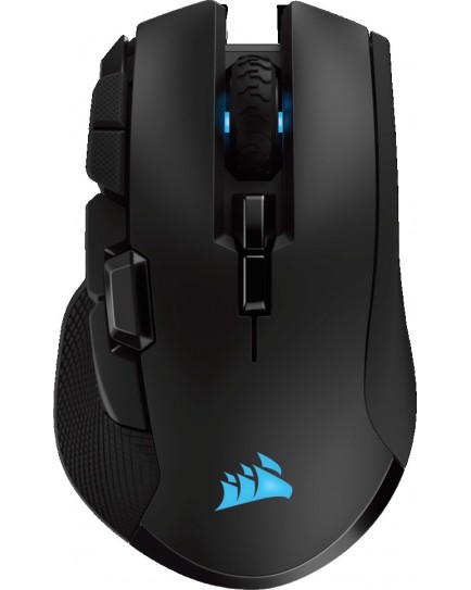 Corsair IRONCLAW RGB Wireless Gaming Mouse, PMW3391 Sensor, 18,000 DPI, Omron Button Type, 10 Programmable Buttons, SLIPSTREAM Technology, 1.8m Braided Fiber Cable, Black | CH-9317011-NA