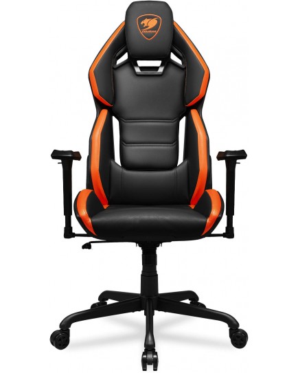 Cougar Hotrod Multi-zone Backrest Anchored Gaming Chair, Hyper-dura Leatherette, 3D Adjustable Armrest, Class 4 Gas Lift, 150º Reclining, 5-Star Steel Base, 2.4" Wheels, Orange-Black | 3MARXORB.0001