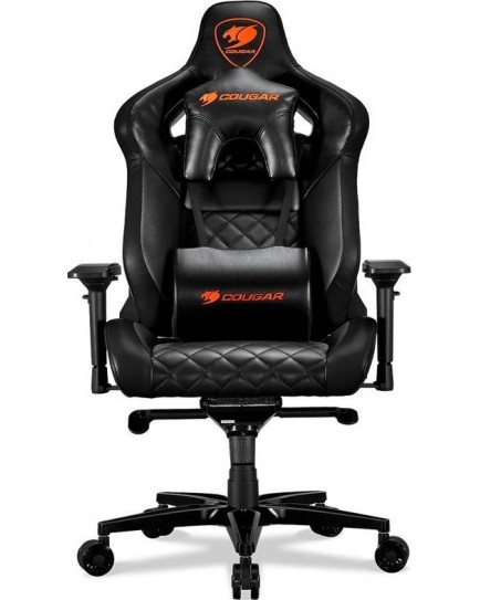 Cougar Armor Titan Gaming Chair, Premium PVC Leather, 4D Armrest, Piston Lift Height Adjustment, Up to 170° Reclining, 160kg Max Weight Capacity, Black / Orange | CG-CHAIR-ARMOR-TTN-BLK | 3MATBNXB.0001