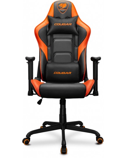 COUGAR Armor Elite Gaming Chair, Premium PVC Leather, 2D Armrest, Piston Height Adjustment, Class 4 Gas Lift Cylinder, 160° Reclining, Up to 120 Kg Max Load, Black-Orange | 3MELIORB.0001