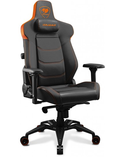 COUGAR ARMOR EVO 4-way Lumbar Support Gaming Chair, Breathable Premium PVC Leather, Full Steel Frame, 4D Adjustable Armrest, Class 4 Gas Lift Cylinder, Extra-Size Wheels, Black-Orange | 3MEVOORB.0001