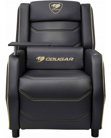 COUGAR RANGER PRO ROYAL Adjustable Gaming Sofa with Detachable Swivel Table, Breathable PVC Leather, Side Storage Pocket, USB Type-C Charging Port, Headrest & Lumbar Pillow, Black/Gold | 3MRGPGLB.0001