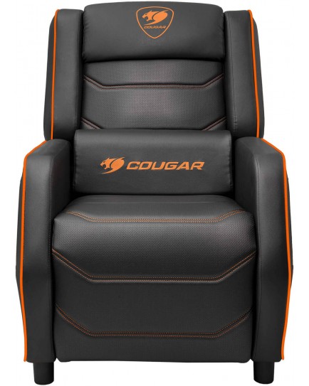 Cougar Ranger S Gaming Sofa, Side Storage Pocket, Breathable PVC Leather, Headrest Lumbar Pillow, Adjustable Design, Up to 160Kg Weight Capcity, Black/Orange | 3MRGSORB.0001