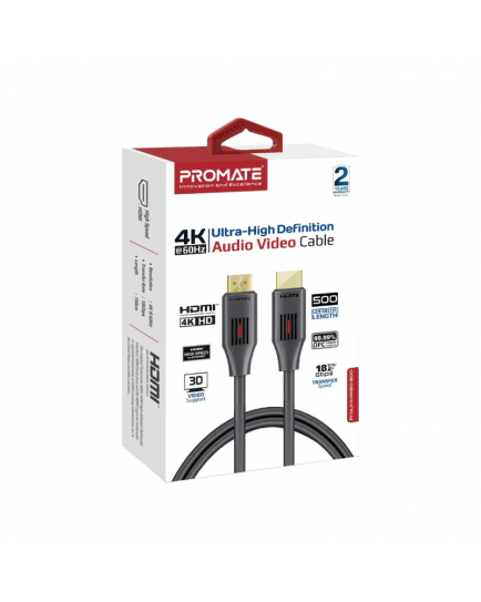 Promate Ultra-High Definition 4K@60Hz HDMI® Audio Video Cable | ProLink4K60-500