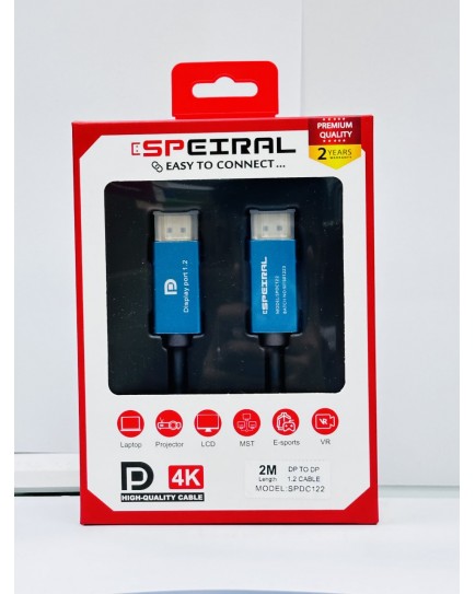 SPEIRAL DISPLAYPORT CABLE 2METER 1.2 4K 60 HZ SPDC122