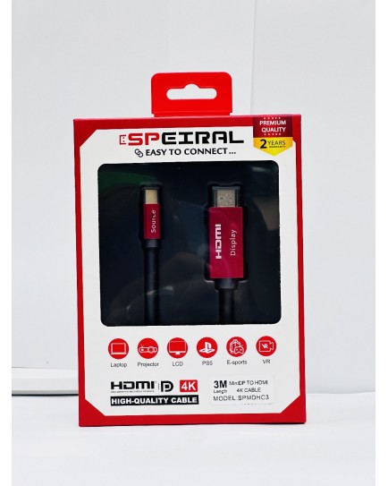 SPEIRAL MINI DP TO HDMI CABLE 4K 60 Hz  SPMDHC3