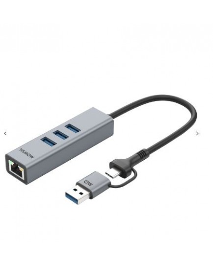 MOWSIL USB to LAN with 3 PORT HUB Type-C+USB MOLN3H